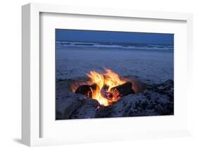 Florida, New Smyrna Beach, Campfire on the Beach-Lisa S. Engelbrecht-Framed Photographic Print