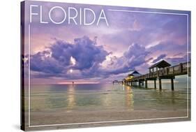 Florida - Ocean Pier-Lantern Press-Stretched Canvas