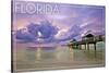 Florida - Ocean Pier-Lantern Press-Stretched Canvas