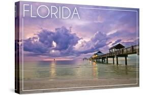 Florida - Ocean Pier-Lantern Press-Stretched Canvas