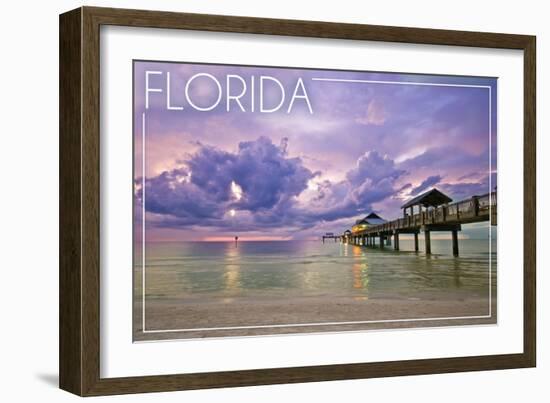 Florida - Ocean Pier-Lantern Press-Framed Art Print
