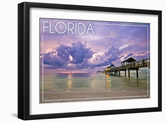 Florida - Ocean Pier-Lantern Press-Framed Art Print