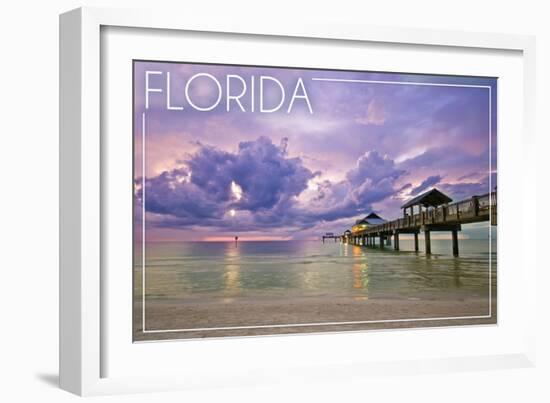 Florida - Ocean Pier-Lantern Press-Framed Art Print