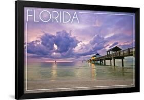 Florida - Ocean Pier-Lantern Press-Framed Art Print