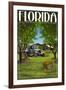 Florida - Orange Grove with Truck-Lantern Press-Framed Art Print