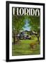 Florida - Orange Grove with Truck-Lantern Press-Framed Art Print