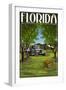 Florida - Orange Grove with Truck-Lantern Press-Framed Art Print