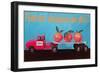 Florida Oranges Are Big, Three Oranges on Toy Flatbed-null-Framed Art Print