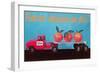 Florida Oranges Are Big, Three Oranges on Toy Flatbed-null-Framed Art Print