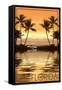 Florida - Palms and Orange Sunset-Lantern Press-Framed Stretched Canvas