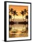 Florida - Palms and Orange Sunset-Lantern Press-Framed Art Print