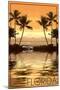Florida - Palms and Orange Sunset-Lantern Press-Mounted Art Print