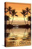 Florida - Palms and Orange Sunset-Lantern Press-Stretched Canvas