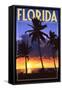 Florida - Palms and Sunset-Lantern Press-Framed Stretched Canvas