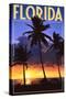 Florida - Palms and Sunset-Lantern Press-Stretched Canvas