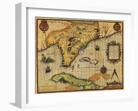 Florida - Panoramic Map-Lantern Press-Framed Art Print