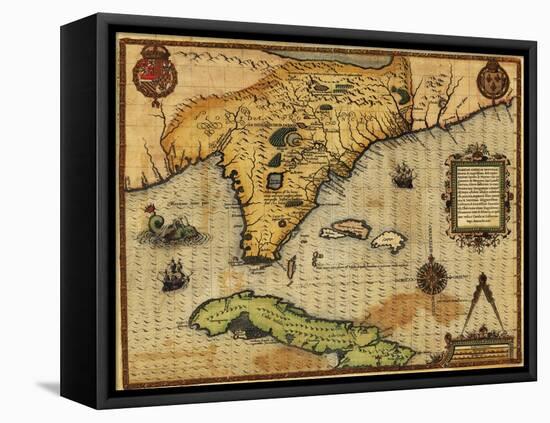 Florida - Panoramic Map-Lantern Press-Framed Stretched Canvas