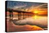 Florida - Pier and Sunset-Lantern Press-Stretched Canvas