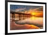 Florida - Pier and Sunset-Lantern Press-Framed Art Print