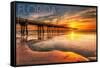 Florida - Pier and Sunset-Lantern Press-Framed Stretched Canvas