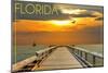 Florida - Pier at Sunset-Lantern Press-Mounted Art Print