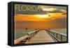 Florida - Pier at Sunset-Lantern Press-Framed Stretched Canvas