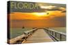 Florida - Pier at Sunset-Lantern Press-Stretched Canvas