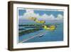 Florida - Planes Flying over Causeway, Miami Beach-Lantern Press-Framed Art Print