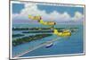 Florida - Planes Flying over Causeway, Miami Beach-Lantern Press-Mounted Art Print