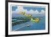 Florida - Planes Flying over Causeway, Miami Beach-Lantern Press-Framed Premium Giclee Print