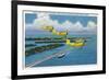 Florida - Planes Flying over Causeway, Miami Beach-Lantern Press-Framed Art Print