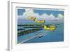 Florida - Planes Flying over Causeway, Miami Beach-Lantern Press-Framed Art Print