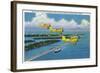 Florida - Planes Flying over Causeway, Miami Beach-Lantern Press-Framed Art Print