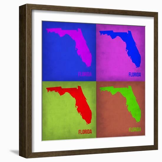 Florida Pop Art Map 1-NaxArt-Framed Art Print