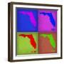 Florida Pop Art Map 1-NaxArt-Framed Art Print