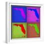 Florida Pop Art Map 1-NaxArt-Framed Art Print