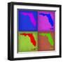 Florida Pop Art Map 1-NaxArt-Framed Art Print