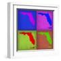 Florida Pop Art Map 1-NaxArt-Framed Art Print