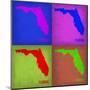 Florida Pop Art Map 1-NaxArt-Mounted Art Print