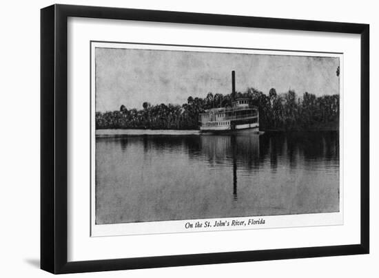 Florida - Riverboat on St. John's River-Lantern Press-Framed Art Print