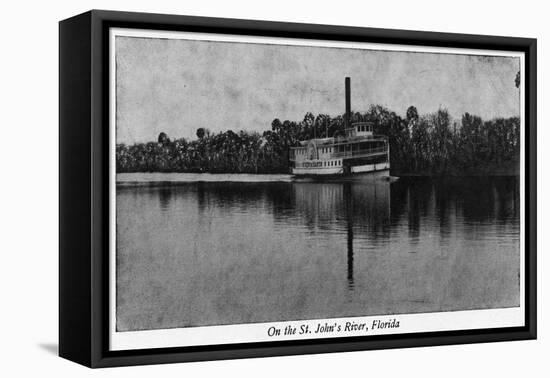 Florida - Riverboat on St. John's River-Lantern Press-Framed Stretched Canvas