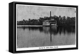 Florida - Riverboat on St. John's River-Lantern Press-Framed Stretched Canvas