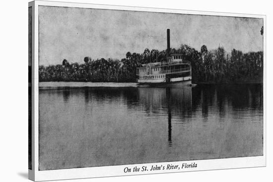 Florida - Riverboat on St. John's River-Lantern Press-Stretched Canvas