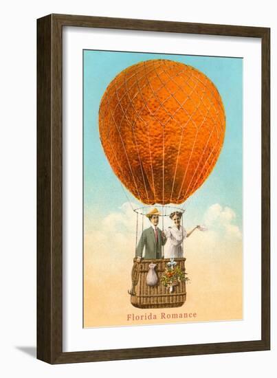 Florida Romance Couple in Orange Balloon-null-Framed Art Print