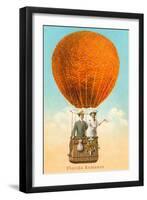 Florida Romance Couple in Orange Balloon-null-Framed Art Print