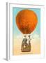 Florida Romance Couple in Orange Balloon-null-Framed Art Print