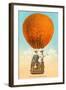 Florida Romance Couple in Orange Balloon-null-Framed Art Print