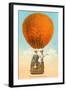 Florida Romance Couple in Orange Balloon-null-Framed Art Print