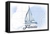 Florida - Sailboat - Blue - Coastal Icon-Lantern Press-Framed Stretched Canvas