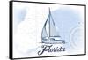 Florida - Sailboat - Blue - Coastal Icon-Lantern Press-Framed Stretched Canvas